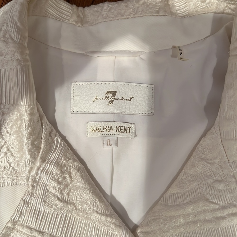 Seven For All Mankind White Cotton Jacket With Brocade Trim Double Breasted L - Picture 8 of 9